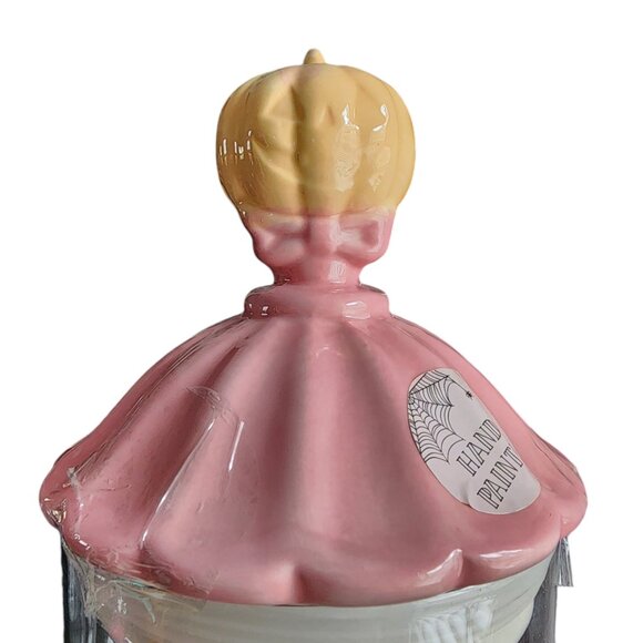 Cobwebs and Cauldrons Pink Halloween Ceramic & Glass Jar Pedestal, Pumpkin - Picture 2 of 10